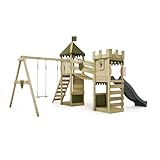 FATMOOSE Spielturm Ritterburg RiverRun Royal mit Schaukel & anthraziter Rutsche, Outdoor Kinder Kletterturm mit Sandkasten Leiter & Spiel-Zubehör für den Garten - 2