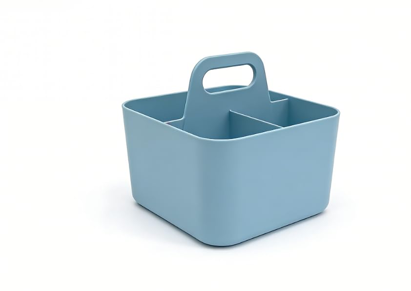 Image of Stackable Portable Handheld Organiser,Multi-Purpose Desktop Divider Organiser Basket For Crafts Or School Supplies Desk,Office,Stationery Pencil Holder,Dorm Room (Small Size-Blue)