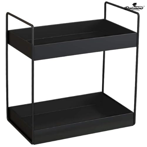 Image of Homify Metal 2-Tier Standing Spice Rack Storage Organizer, Bathroom Countertop Storage Shelf Cosmetic Organizer And Home /Kitchen Spice Rack (Black)