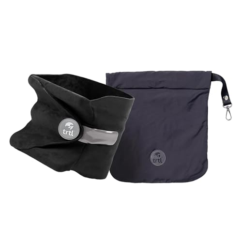 trtl Pillow – Scientifically Proven, Super Soft Neck Support Travel Pillow for Sleeping – Lightweight and Machine Washable – Ergonomic Design for Traveling on Airplanes, Cars, and Trains – Black