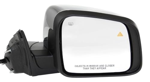 Go-Parts - Mirror for Jeep Grand Cherokee (2011-2022), Right (Passenger), Power, Manual Folding, Heated, Chrome, with Blind Spot Detection, Memory, and Signal Light, Without Auto Dimming and Puddle
