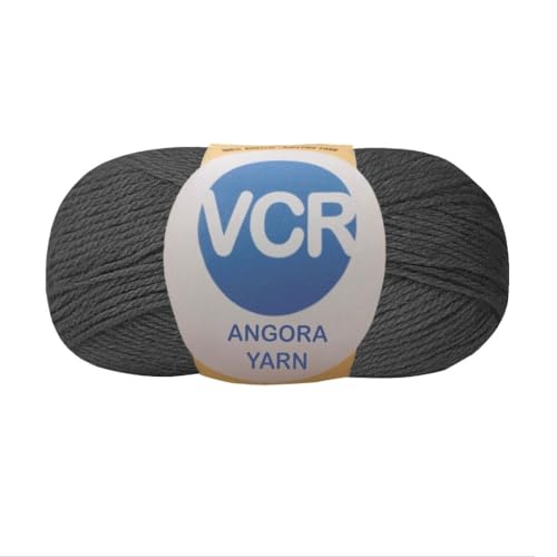 Image of VCR Black Angora Knitting Yarn, Pack of 1, 100 Grams Hank, 256 Meters Length, 80% Flurry - 20% Acrylic Polyamide Soft Ball for Crochet and Knitting, Suitable for Baby Blankets, Cushion Covers