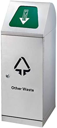 LMNUY Trashcan Outdoor Waste Recycling Compost Bins Stainless Steel in/Outdoor Dustbins 3 Classification Trash Can Shopping Mall Recycling (Color : Green)