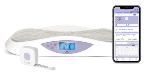 Image of Hubble Connected Hubble Grow+ - Smart Digital Scale for Newborn Babies & Infants with Integrated Measurement Tracking - Large LCD Display, Soft Pad, 4-Sensor Technology, Tare & Hold Function