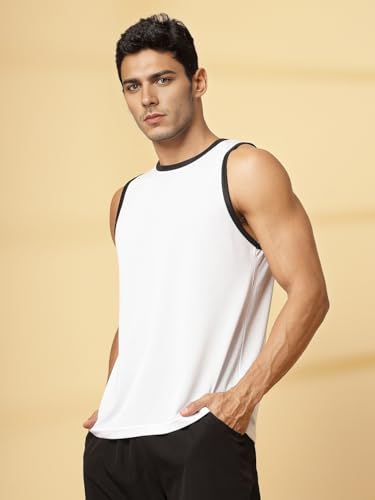 Image of CHKOKKO Men Polyester Solid Gym Regular Fit Tank Tops Sleeveless Sports Vest