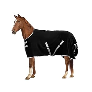 Horse Cooler Blankets Fleece Cooling Moisture Wick Blanket After Exercise or Bath (Black, US78in/EU145cm)