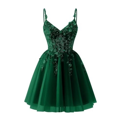 Lace Applique Tulle Homecoming Dresses for Teens Sparkly 3D Flower Short Prom Dress Sequin Quinceanera DAMA Dress