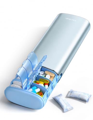 Image of Vaydeer Metal 7 Day Travel Pill Organizer 2 Times a Day, Built-in Desiccant