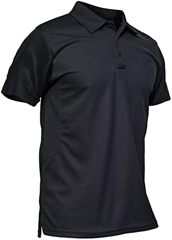 MAGCOMSEN Black Polo Shirts for Men Golf Shirts Pique Polo Shirts Short Sleeve Combat Shirt Tactical Shirt L
