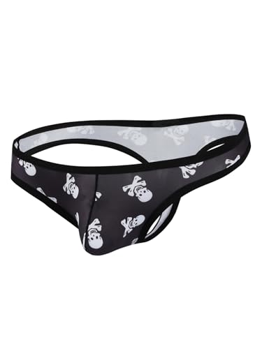 Floerns Men's Skull Print G String Thong Underwear Low Waist Brief Underwears