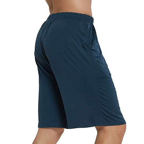 Image of JINSHI Men's Pajama Shorts Soft Comfortable Lightweight Elastic Drawstring Men Lounge Sleep Shorts with Pockets