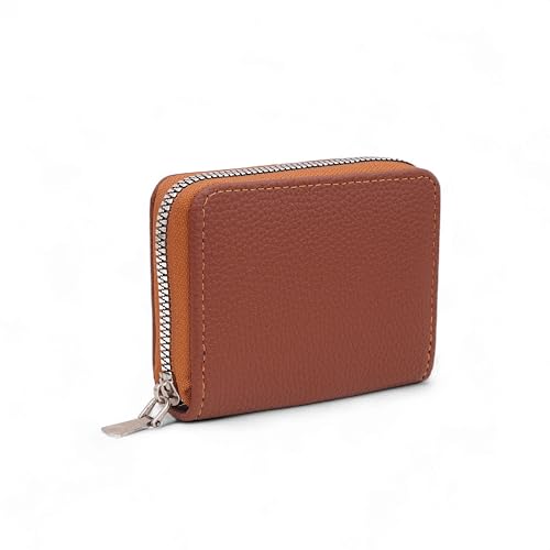 Image of VEMILIO Vegan Leather Zipper Wallet for Men & Women | 9 Card Slots | 2 Cash Compartments | Stylish Slim Credit Card Holder Purse | Travel Friendly Compact Wallet Gift for Boys Girls (Tan)