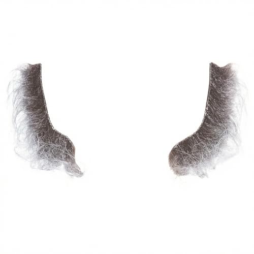 Mustaches Self Adhesive, Novelty, Realistic, L Shaped Fake Mutton Chops Sideburns, False Facial Hair, Costume Accessory for Adults, Salt and Pepper Color