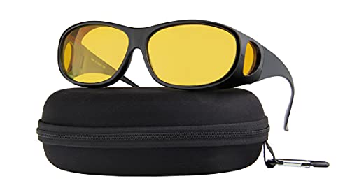 Night Driving Glasses Anti Glare Polarized HD Night Vision Yellow Tint Night Driving Glare Reducing Fit Over Driving Sunglasses Men and Women Black