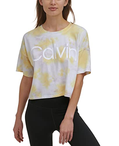 T-shirt court Calvin Klein performance jaune tie-dye idéal pour le yoga
