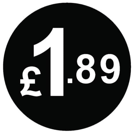£ Black Price Stickers - 20mm, £1.89, 5000 — image 1