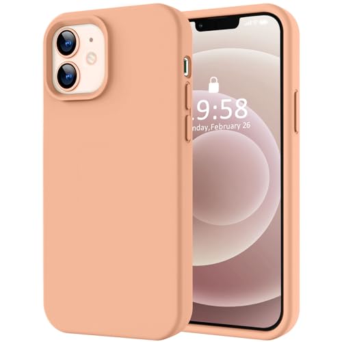 Image of LOVE 3000 Designed for iPhone 12 Case /iPhone 12 Pro Case, Premium Silicone with [Soft Anti-Scratch Microfiber Lining] Shockproof Protective Phone Case for Men Women Girls 6.1 inch, Cantaloupe