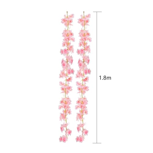 造花 桜 吊り下げ 桜の花 造花 藤の花 ピンク 4本入 長さ180 cm 枯れない花 シルクフラワー 造花 つる 造花 ガーランド ピンク シルクフラワー 装飾 結婚式 パーティー 部屋 屋内 屋外 ガルテン バレンタインデー飾り [2]