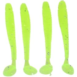 Señuelo Grub 50 Pcs 5cm Señuelos de Pesca Suave Cebos de Pesca Artificiales Agua Dulce, Cebo de Pesca Plástico T Tail Grub Cebos de Gusano Accesorio de Aparejo de Pescado(Verde Fluorescente)