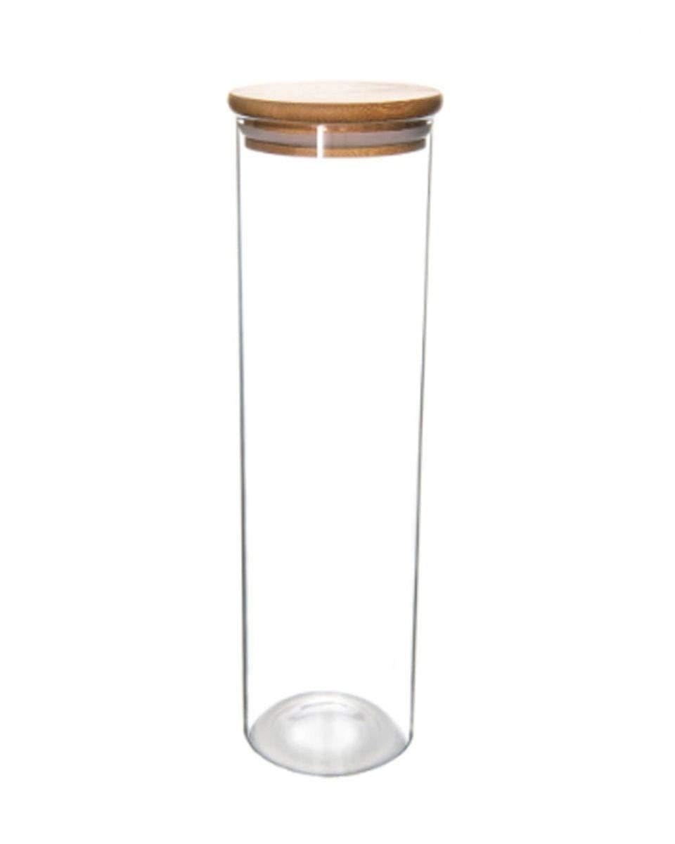 Honey Bee 1.25 Liter Tall Round Glass with Bamboo Cover