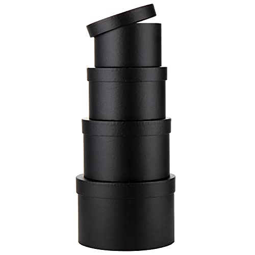 Round Gift Boxes with Lids Black Flower Box for Arrangements Round Box Set of 4 Nesting Gift Boxes with Lids for Flowers Arrangements Empty Bridesmaid Proposal Wedding Birthday Party Favor