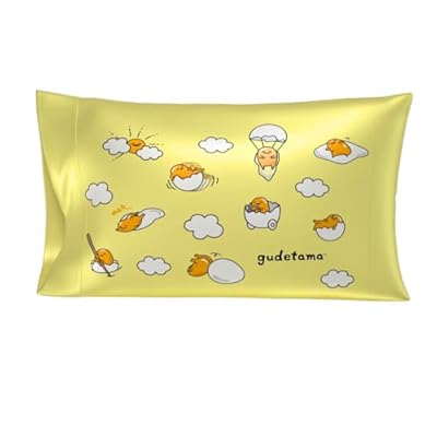 Franco Collectibles Hello Kitty & Friends Gudetama Beauty - Funda de Almohada de satén Sedoso estándar de 20 x 30 Pulgadas, para Cabello y Piel (Producto Oficial) | Ya disponible en tu tienda friki favorita! En mundofriki.es!