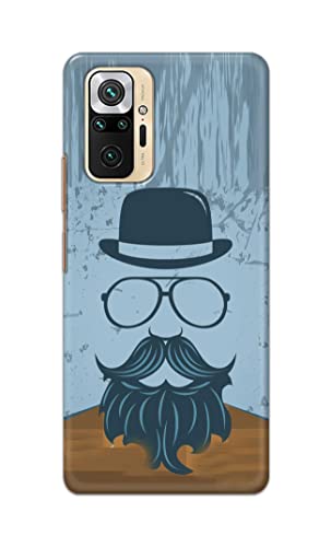 Image of PRINTFIDAA Mustache Beard and Hairstyle Hipster in Glasses Printed Designer Hard Case for Redmi Note 10 Pro / 10 Pro Max Back Cover -(e) RPM1002