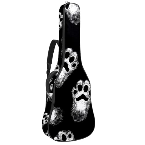 Housse de guitare électrique 101,6 cm imperméable avec motif pattes de chien noir et blanc
