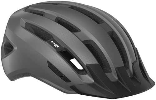MET Downtown MIPS Touring Helmet | Lightweight Adult Bike Helmet for Road, Gravel & Bikepacking, Removable Visor, Highly Ventilated Design — Gray Glossy/Medium/Large
