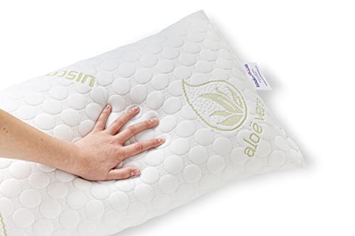 Todocama Kopfkissen, 100% viskoelastisch, Kern aus Stretch-Gewebe, gepolstert und mit Flockenpartikeln, weiß, 80 cm