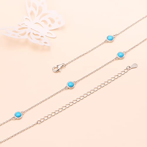 FLYOW S925 Sterling Silver Dainty Butterfly/Moonstone/Turquoise/Agate/Circle Choker Necklace Short Dainty Layered Pendant Necklace Jewelry for Women Girls4
