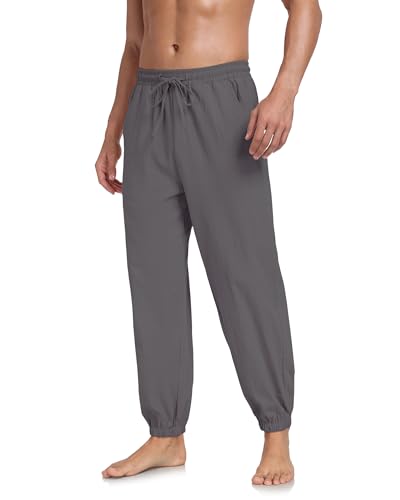 Men's Cotton Linen Pants Yoga Jogger Lounge Harem Pants Trousers Elastic Waist Beach Pants with Pockets2