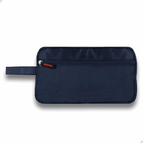 Estojo Necessaire 25x14cm em Tecido Impermeável com Zíper Organizador de Viagem Escolar, Trabalho e Academia (Azul)