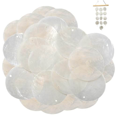 Capiz Shells - 100PCS 2 Inch Round Shells with Holes Polished Natural for Crafting Jewelry Making DIY