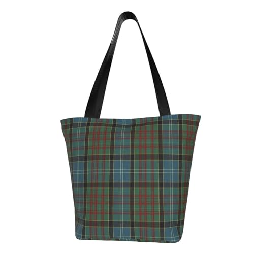 Paisley District Tartan Reusable Zippered Shoulder Bag, Stylish Polyester Tote With Wide Handle & Inner Pocket, Lightweight Durable Shopping & Travel Bag