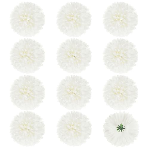 M METERXITY 12-Pack Artificial Flower Heads 2.8in/70mm, Cream White