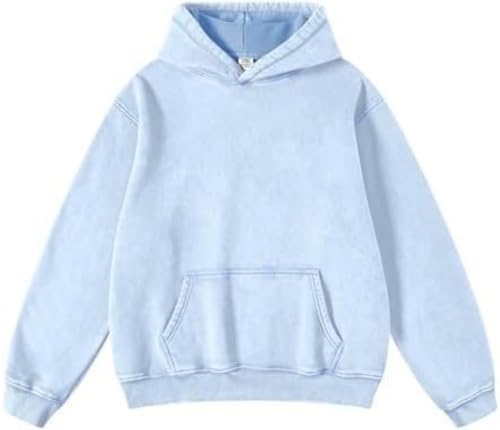 Oversized Mens Cotton Hoodies Streetwear Vintage Unisex Acid Wash Sweatshirt Heavyweight Sports Pullover