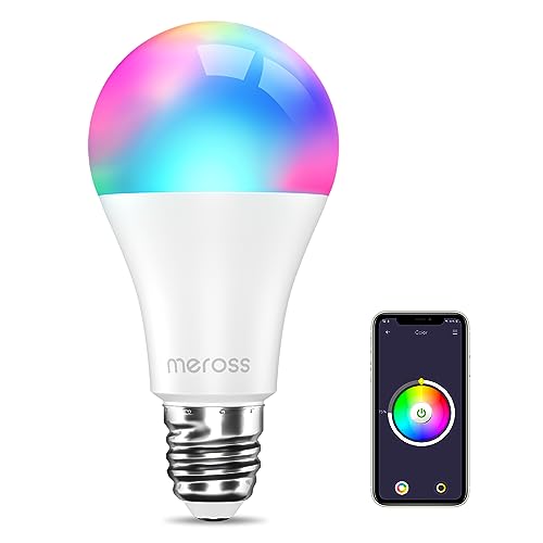 WiFi Smart Light LED Bulbs E27, Meross Smart Bulb 810Lumen Compatible with Amazon Alexa Google Home SmartThings Dimmable Color Changing