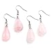 JOVIVI Womens Natural Amethyst Rose Quartz Clear Quartz Gemstone Chakra Teardrop Dangle Hook Earrings 1.69 inches Long