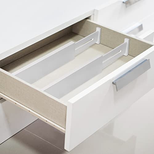 Fjo 4 Pack Adjustable Bamboo Drawer Dividers Organizers (12.5" - 21.7") - Expandable Drawer Separators For Kitchen, Utensils, Clothes, Bedroom, Dresser, Bathroom (12.5Inches, White) #TOP2