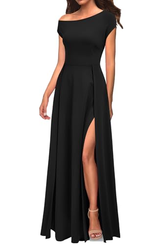 MUSHARE Women's One Shoulder Formal Dress Sexy Split Party Long Cocktail Dresses3