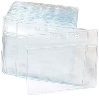 Fushing Clear Plastic Horizontal Name Tag Badge ID Card Holders (50)