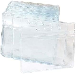 Fushing Clear Plastic Horizontal Name Tag Badge ID Card Holders (50)