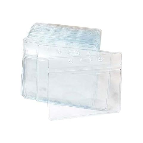 Fushing Clear Plastic Horizontal Name Tag Badge ID Card Holders (50) Cover