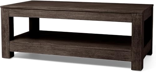 Maven Lane Paulo Coffee Table â€“ 18 Inch Rectange Table with Storage â€“ Brown Solid Wood â€“ Ideal for Living Room and Lounge