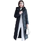 KDFN Abrigo largo de invierno para las mujeres Parka Feminina más tamaño Puffer Chaqueta Harajuku Abrigos Ropa de abrigo Nieve Capucha Tallas Grandes Femenino-Negro,XXXL