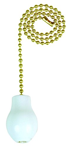 Jandorf 60319 Pull Chain With Wooden Knob, 12" Long Solid Brass Beaded Chain, White #TOP7