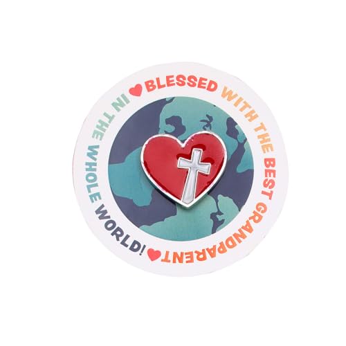 Fun Express 2 1/2" Religious Grandparent’s Day Heart Pins with Card - 12 Piece2