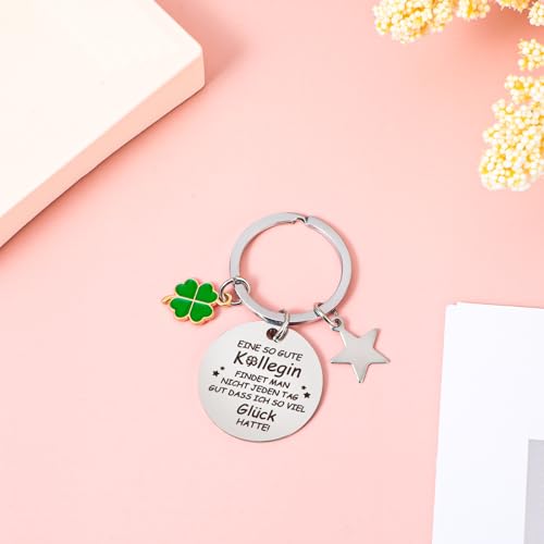 PEOVLVN Edelstahl Schlüsselanhänger für Kollegen - Abschiedsgeschenk, Kollegin Geschenk, Lieblingskollegin, Eine So Gute Kollegin Freundschafts-Glücksbringer
