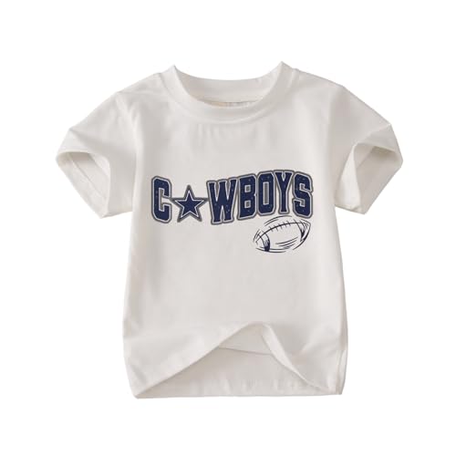 Football Shirt for Toddler Baby Boy Football Game Day T-Shirt Kids Funny Print Sports Fans Short Sleeve Tee Tops